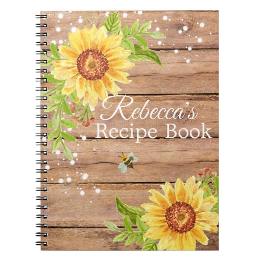 Rustic Yellow Sunflower Recipe Notitieboek (Voorkant)