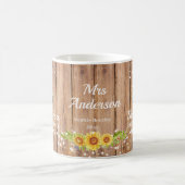 Rustic Yellow Sunflower Teacher Appreciation Koffiemok (Center)