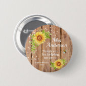 Rustic Yellow Sunflower Teacher Appreciation Ronde Button 5,7 Cm (Voorkant /achterkant)
