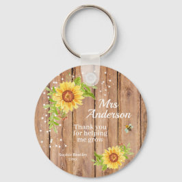 Rustic Yellow Sunflower Teacher Appreciation Sleutelhanger