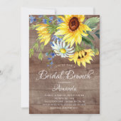 Rustic Yellow Sunflower Vrijgezellenfeest Brunch Kaart (Voorkant)