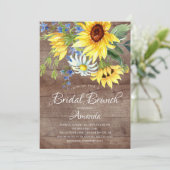 Rustic Yellow Sunflower Vrijgezellenfeest Brunch Kaart (Staand voorkant)