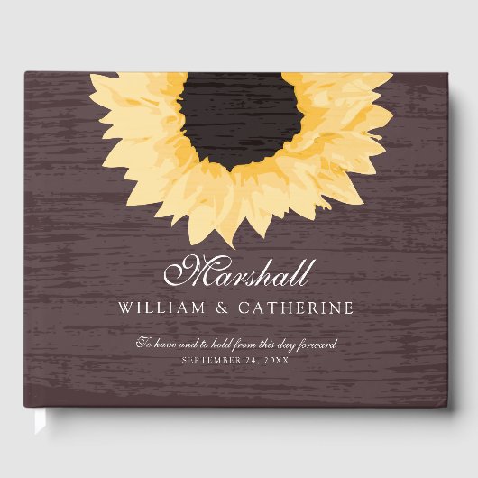 Rustic Yellow Sunflower Wedding Gastenboek (Voorkant)