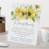 Rustic Yellow Sunflower Wedding Memorial Reclamebord Met Voetstuk (Insitu)