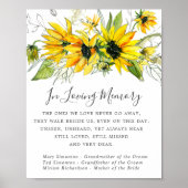Rustic Yellow Sunflower Wedding Memorial Sign Poster (Voorkant)