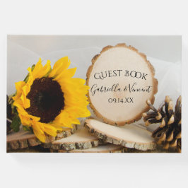 Rustic Yellow Sunflower Woodland Wedding Gastenboek