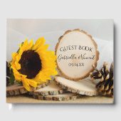 Rustic Yellow Sunflower Woodland Wedding Gastenboek (Voorkant)