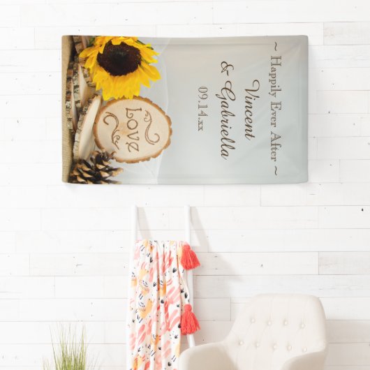 Rustic Yellow Sunflower Woodland Wedding Spandoek (Insitu)