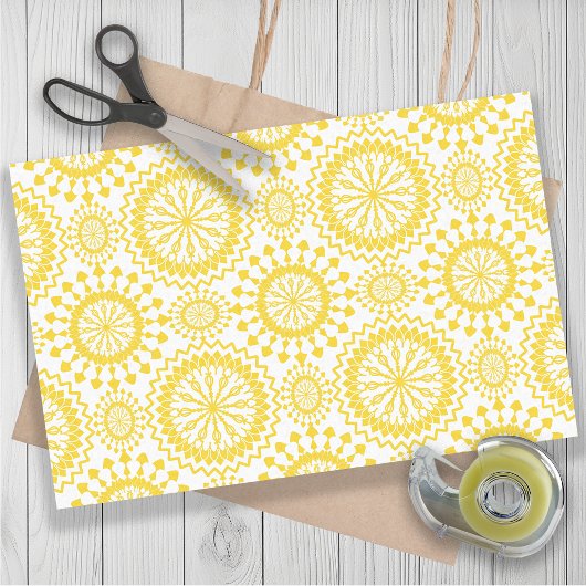 Rustic Yellow White Circle Pattern Tissuepapier