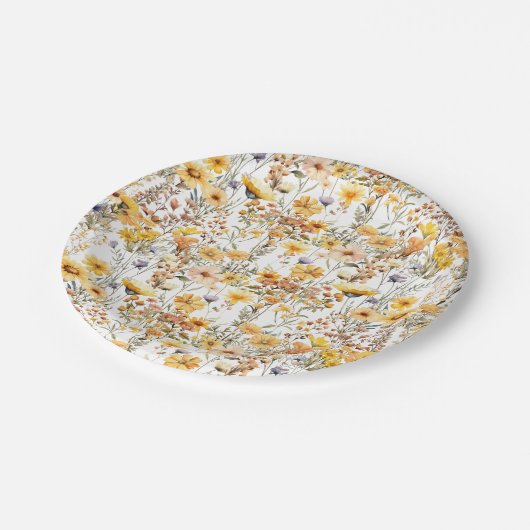 Rustic Yellow Wildflower Party Papieren Bordje (Gekanteld)