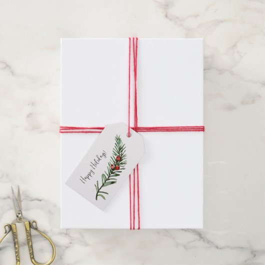 Rustic Yew Tree Branch Gift label Cadeaulabel (Met Touw)