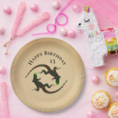 Rustic Yin Yang Lizards Birthday Papieren Bordje (Feest)