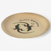 Rustic Yin Yang Lizards Birthday Papieren Bordje (Gekanteld)