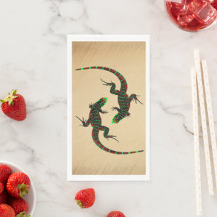 Rustic Yin Yang Lizards Servet