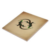 Rustic Yin Yang Lizards Tegeltje (Zijkant)