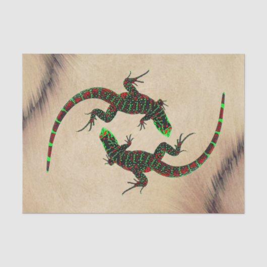 Rustic Yin Yang Lizards Tissuepapier (Voorkant)