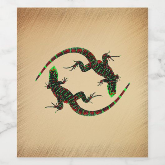 Rustic Yin Yang Lizards Wijn Etiket (Enkel label)