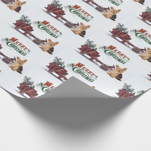 Rustic Yorkie Kerstmis Cadeaupapier (Hoek)