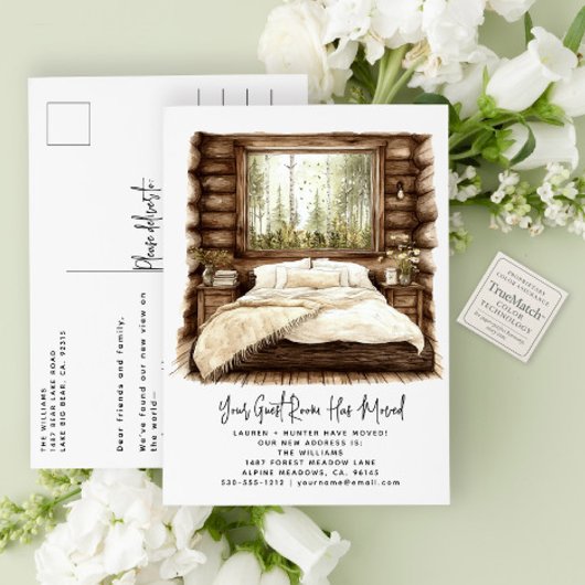 Rustic Your Guest Room Has Moved Watercolor House  Aankondigingskaart