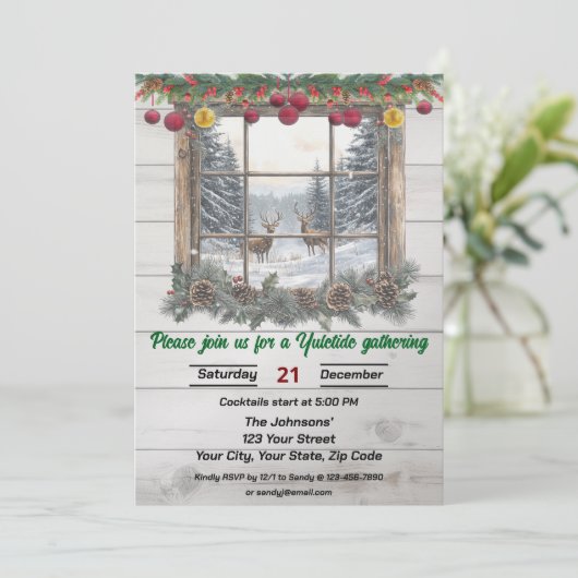 Rustic Yuletide Christmas Gathering Kaart (Staand voorkant)