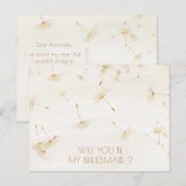 Rustic zal je zijn mijn Bridesmaid Dandelion Ivory Uitnodiging Briefkaart (Voorkant / Achterkant)