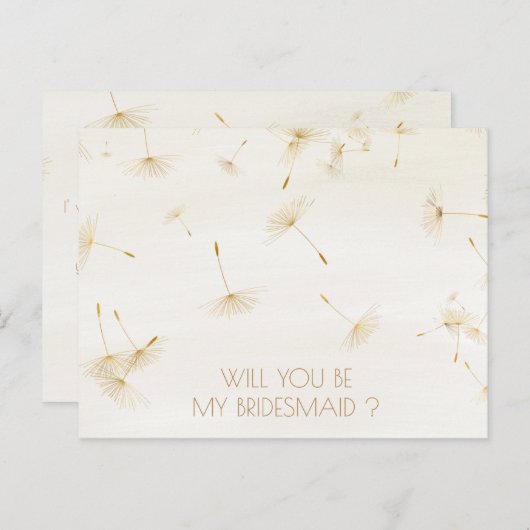 Rustic zal je zijn mijn Bridesmaid Dandelion Ivory Uitnodiging Briefkaart (Voorkant / Achterkant)