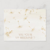 Rustic zal je zijn mijn Bridesmaid Dandelion Ivory Uitnodiging Briefkaart (Voorkant)