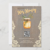 Rustic Ze Vond Haar Honing Bruiloftsborrel Kaart (Achterkant)