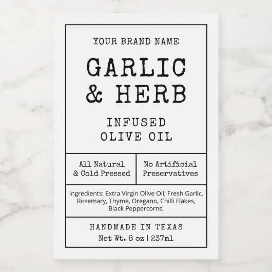 Rustic  Zelfgemaakte Kruidenfles Label Wijn Etiket (Enkel label)