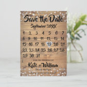 Rustic Zilveren Hart Kalender Bewaar de Datum Save The Date (Staand voorkant)