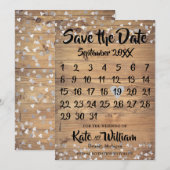 Rustic Zilveren Hart Kalender Bewaar de Datum Save The Date (Voorkant / Achterkant)