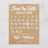 Rustic Zilveren Hart Kalender Save the Date Liefde Aankondigingskaart (Voorkant)
