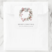 Rustic zilveren winter bloemenkrans vierkante sticker (Tas)