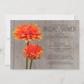 Rustic Zinnia Bridal Shower Invitations Kaart (Voorkant)