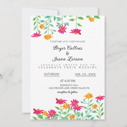 Rustic Zinnia Flowers Weddenschap Kaart (Voorkant)