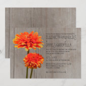 Rustic Zinnia Wedding Invitations Kaart (Voorkant / Achterkant)