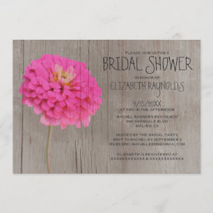 Rustic Zinnias Bridal Shower Invitations Kaart