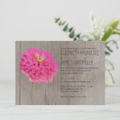Rustic Zinnias Wedding Invitations Kaart (Staand voorkant)