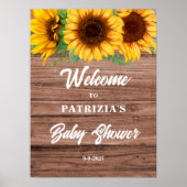 Rustic Zonnebloem Herfst Welkom Baby Shower Poster (Voorkant)