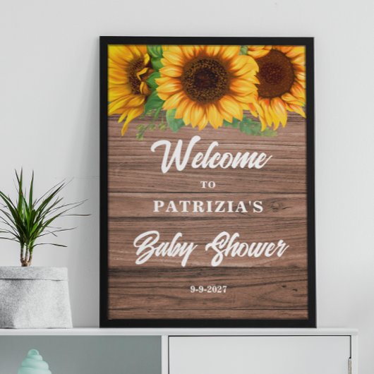 Rustic Zonnebloem Herfst Welkom Baby Shower Poster