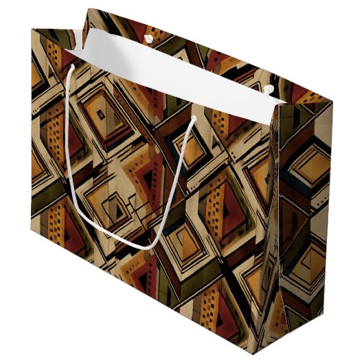 Rustic Zuidwestelijke Streeppatroon (1) Groot Cadeauzakje (Voorkant Gekanteld)
