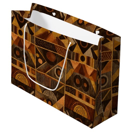 Rustic Zuidwestelijke Streeppatroon (4) Groot Cadeauzakje (Voorkant Gekanteld)