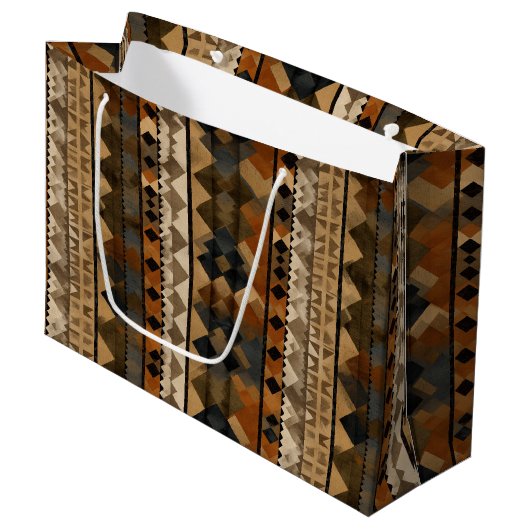 Rustic Zuidwestelijke Streeppatroon (6) Groot Cadeauzakje (Voorkant Gekanteld)