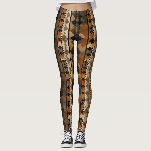 Rustic Zuidwestelijke Streeppatroon (6) Leggings (Voorkant)