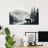 Rustic Zwart-Beren-Bergbos Wildernis Poster (Thuiskantoor)