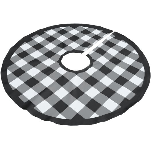 Rustic Zwart En Wit Buffalo Plaid Kerstboom Rok (Gekanteld)