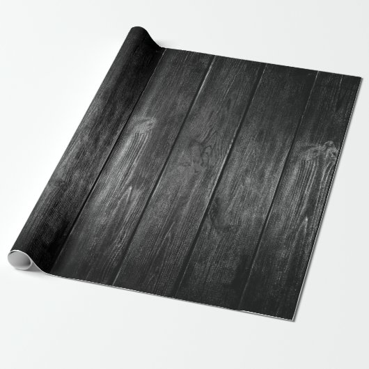 Rustic Zwart Houten Inpakpapier (Uitgerold)