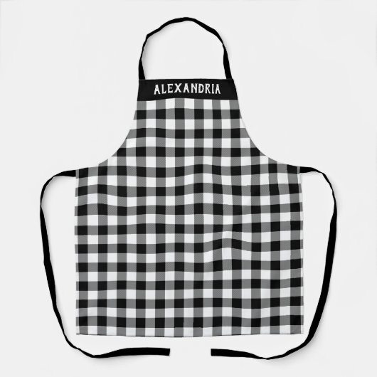 Rustic Zwart Wit Buffalo Plaid Custom Schort (Voorkant)