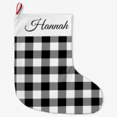 Rustic Zwart-Wit Buffalo Plaid Grote Kerstsok (Voorkant)