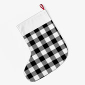 Rustic Zwart-Wit Buffalo Plaid Grote Kerstsok (Achterkant (Hangend))